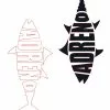 Adreno Tuna Transfer Sticker Sheet - Black/White -Wetsuit Shop Adreno fish 20cm sticker