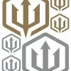 Adreno Trident Transfer Sticker Sheet - Gold/Silver -Wetsuit Shop AdrenoTridentStickerSheetGold silver