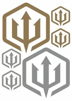 Adreno Trident Transfer Sticker Sheet - Gold/Silver