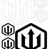 Adreno Trident Transfer Sticker Sheet - Black/White -Wetsuit Shop AdrenoTridentstickersheet
