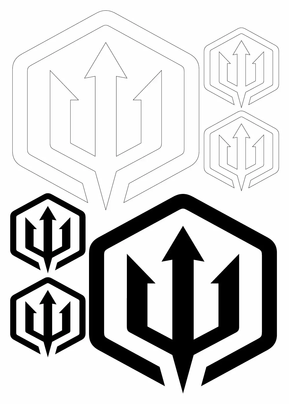 Adreno Trident Transfer Sticker Sheet - Black/White 3 Adreno Trident Transfer Sticker Sheet - Black/White