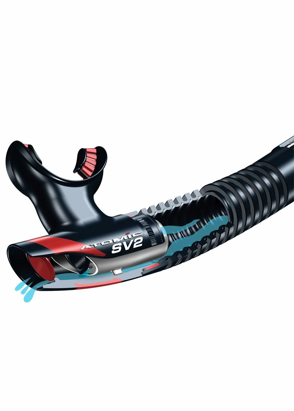 Atomic Aquatics Atomic SV2 Flex Snorkel - Black/Red 4 Atomic Aquatics Atomic SV2 Flex Snorkel - Black/Red - Image 2