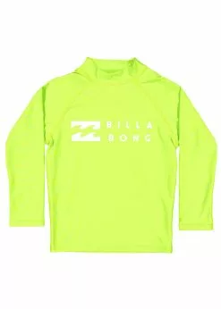 Billabong Groms Unions Relaxed Fit Long Sleeve Rash Guard -Wetsuit Shop Billabong Groms Unions Relaxed Fit Long Sleeve Rash Guard Green 3