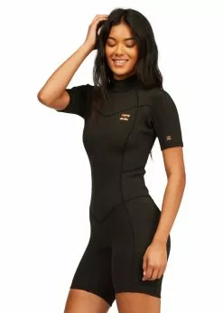 Billabong Womens 202 Synergy Back Zip Short Sleeve Spring Suit -Wetsuit Shop Billabong Womens 202 Synergy BZ SS Spring Suit 3