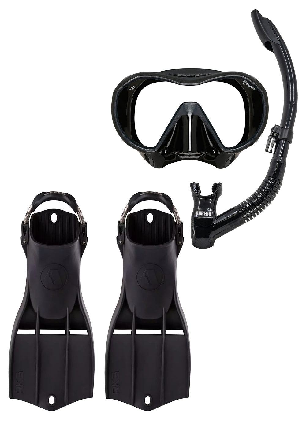 Apeks Mask - Snorkel - Fin Pack - Black 3 Apeks Mask - Snorkel - Fin Pack - Black