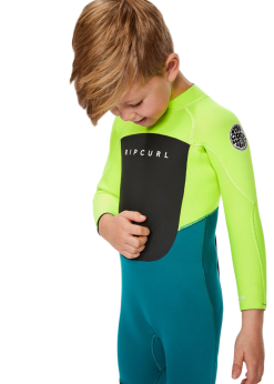 Rip Curl Groms Omega 3/2mm Back Zip Steamer Wetsuit -Wetsuit Shop Rip Curl Groms Omega 3 2mm Back Zip Steamer Wetsuit GRN 3