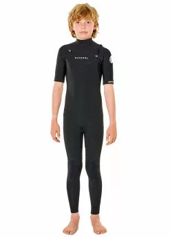 Rip Curl Youth Dawn Patrol 2/2mm Short Sleeve Chest Zip Steamer Wetsuit