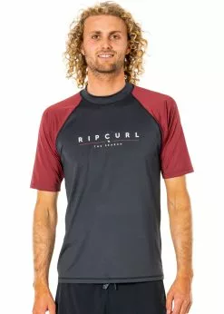 Rip Curl Mens Shockwaves Short Sleeve Uv Rash Guard