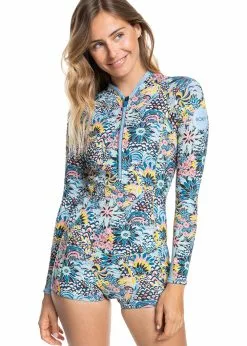 Roxy Womens 1.5mm Marine Bloom Q-Lock Front Zip Long Sleeve Spring Suit
