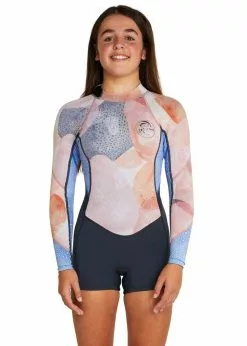 ONeill O'Neill Girls Bahia Back Zip Long Sleeve Mid Spring Suit 2mm - Desert Bloom