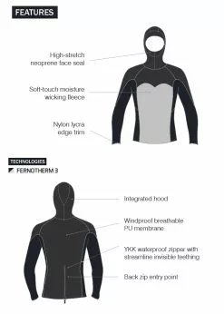 Enth Degree Womens Nekton Hooded Long Sleeve Thermal Top -Wetsuit Shop enth degree thermal womens HLS Female Front tech